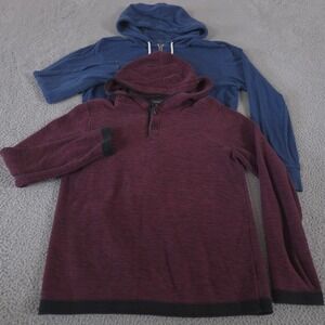 LOT OF 2 American Eagle Hoodie Mens M Blue Maroon Legend Henley Space Dye Cotton